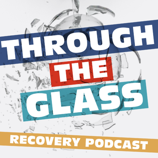 Through The Glass Recovery Podcast Logo with broken glass