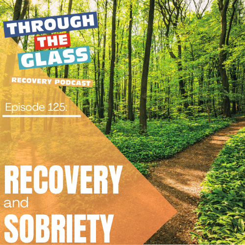 image: A lush, green forest. In the forest, you can see a path that splits - creating a fork in the road. Image represents the difference between recovery and sobriety, and what it takes to achieve each one.